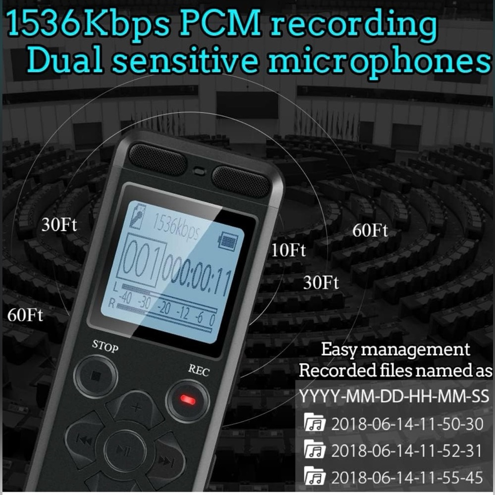 NWT 72GB Digital Voice Recorder Voice Activated Recorder for Lectures Meetings - Picture 4 of 10